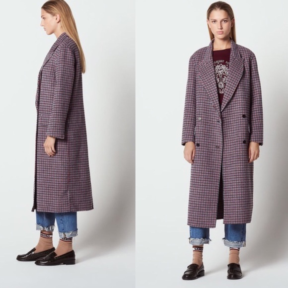 sandro checked coat